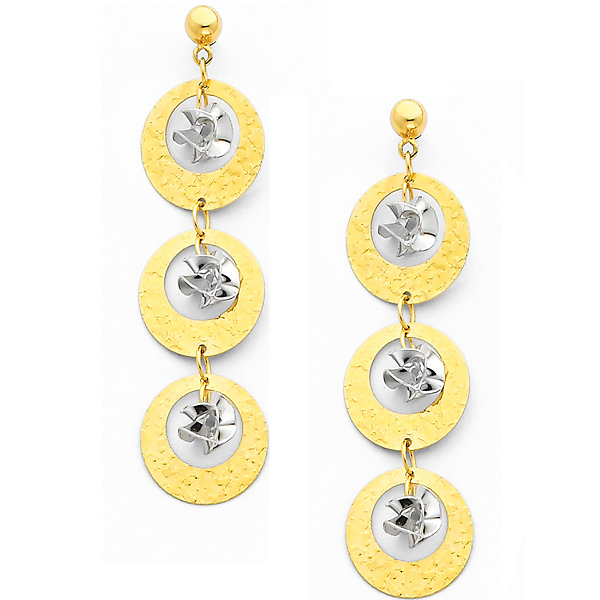 14k White Gold Fancy Dangle Hanging Earrings with Pusback 14k White Gold Fancy Dangle Hanging Earrings with Pusback