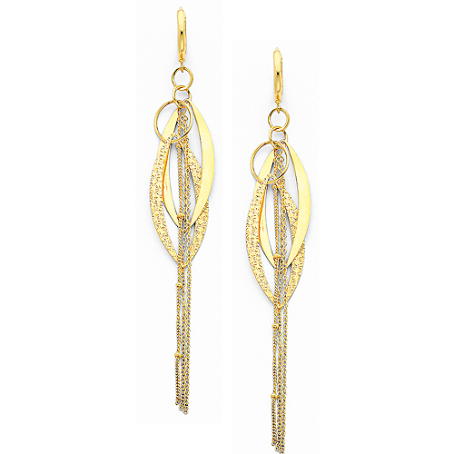 Intertwining Chandelier Tassel Earrings in 14K Yellow Gold 87mm Slide 0