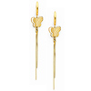 14K Yellow Gold Fancy Butterfly Dangle Hanging Earrings thumb 0