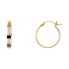 Small Stacked Triple Hoop Earrings - 14K Tricolor Gold 17mm or 0.6 inch