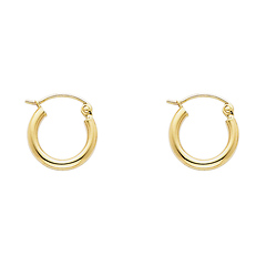 Polished Hinge Mini Hoop Earrings - 14K Yellow Gold 2mm x 0.51 inch