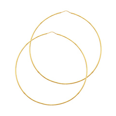 Extra Large Endless Beaded Diamond-Cut Hoop Earrings - 14K Yellow Gold 1mm x 2.7 inch