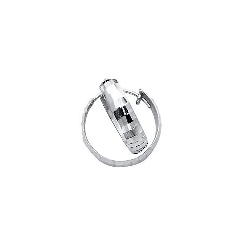 Rectangle Faceted Small Hoop Earrings - 14K White Gold 3.6mm x 0.6 inch Slide 0