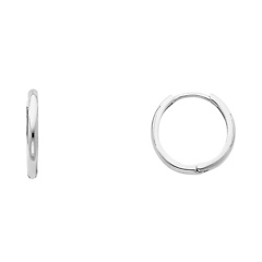 Domed 14K White Gold Huggie Earrings - 2mm x 15mm