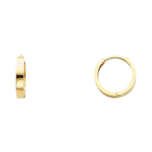 Flat 14K Yellow Gold Huggie Earrings - 2.5mm x 13mm Slide 0