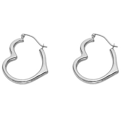 Heart-Shape Petite Hoop Earrings - 14K White Gold