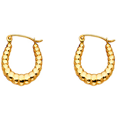 Small 14K Yellow Gold Crescent Ribbed Hoop Earrings