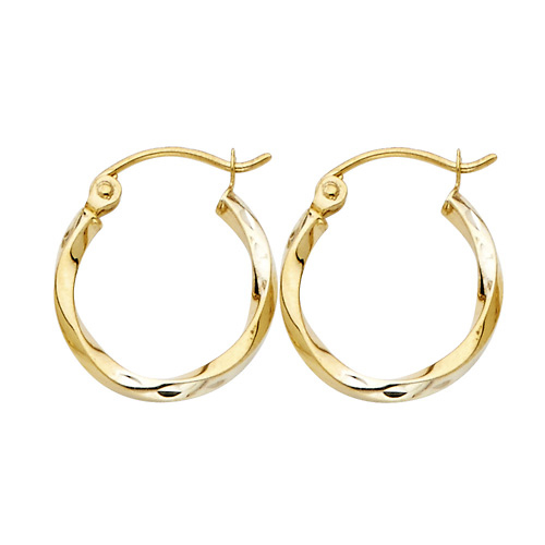 Petite Polished Twisted Hoop Earrings - 14K Yellow Gold 1.5mm x 0.5 inch Slide 0