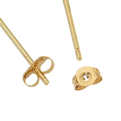 14K Yellow Gold 6mm Round CZ Solitaire Basket Stud Earrings with Push-Back for Lady and Children Slide 1