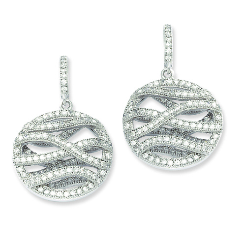 Elliot Skye Sterling Silver Wave Design Cubic Zirconia Drop Earrings Slide 0