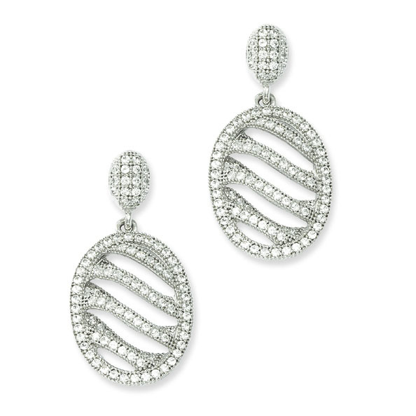 Elliot Skye Sterling Silver Oval Wave CZ Drop Earrings Slide 0