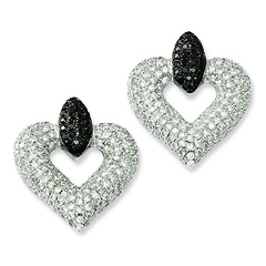 Elliot Skye Silver Black & White Open Heart Micro Pave CZ Earrings