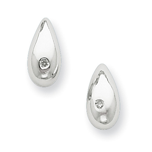 White Ice Diamond Accent Raindrop Earrings - Sterling Silver Slide 1
