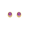 5mm 14K Yellow Gold Amethyst CZ February Birthstone Stud Earrings thumb 0