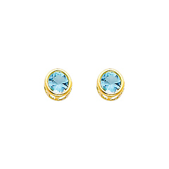 5mm Birthstone Color Round-Cut CZ Stud Earrings in 14K Yellow Gold