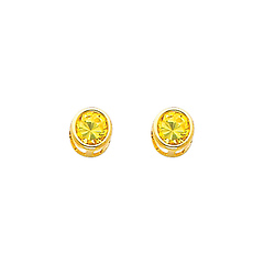 5mm Birthstone Color Round-Cut CZ Stud Earrings in 14K Yellow Gold