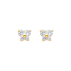 Butterfly 14K Yellow Gold CZ Month Birthstone Stud Earrings