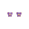 Butterfly Birthstone Color CZ Stud Earrings in 14K Yellow Gold thumb 0