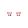 Butterfly Birthstone Color CZ Stud Earrings in 14K Yellow Gold thumb 0