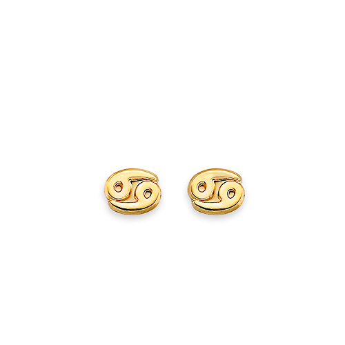 Astrology Sign Zodiac Stud Earrings in 14K Yellow Gold - Cancer Slide 0