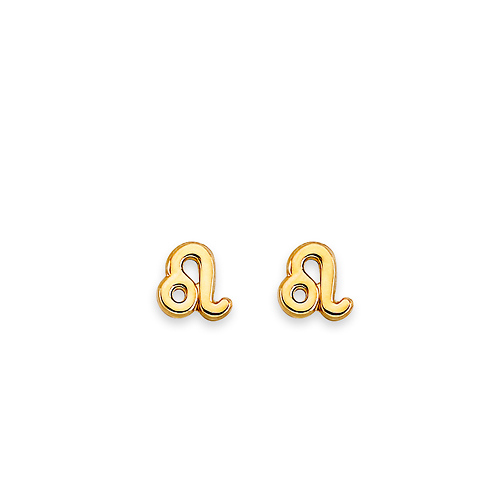 Astrology Sign Zodiac Stud Earrings in 14K Yellow Gold - Leo Slide 0