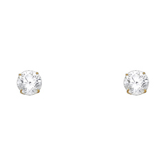 6mm 14K Yellow Gold Round Cut Cubic Zirconia Stud Earrings