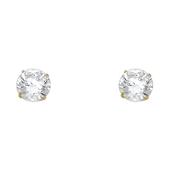 8mm 14K Yellow Gold Round Cut CZ Stud Earrings