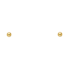 3mm High Polish 14K Yellow Gold Ball Stud Earrings