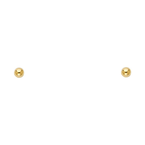 3mm High Polish 14K Yellow Gold Ball Stud Earrings Slide 0