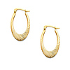 Diamond-Cut Smooth Medium Oval Hoop Earrings -  14K Yellow Gold thumb 0