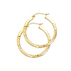 Diamond-Cut Flat Satin Medium Hoop Earrings - 14K Yellow Gold 1 inch thumb 0