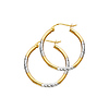 Crisscross Diamond-Cut Small Hoop Earrings - 14K Two-Tone Gold 2mm x 0.8 inch thumb 0