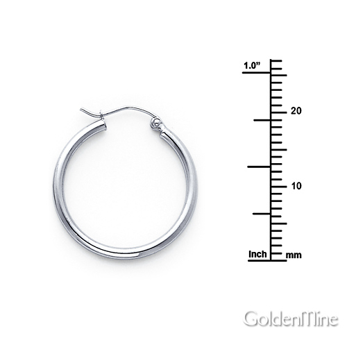 Details about   14K White Gold Polished Hinge Small Hoop Earrings 2mm x 0.67 inch