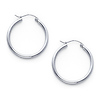 Polished Hinge Small Hoop Earrings - 14K White Gold 2mm x 0.8 inch thumb 0