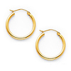 Polished Hinge Small Hoop Earrings - 14K Yellow Gold 2mm x 0.67 inch thumb 0