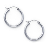 14K White Gold Polished Hinge Small Hoop Earrings - 2mm x 0.67 inch thumb 0