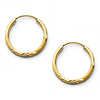 Diamond-Cut Satin Endless Petite Hoop Earrings - 14K Yellow Gold 1.5mm or 0.62 inch thumb 0