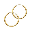 Diamond-Cut Satin Endless Medium Hoop Earrings - 14K Yellow Gold 2mm x 1.2 inch thumb 0
