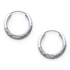 Diamond-Cut Satin Endless Mini Hoop Earrings - 14K White Gold 2mm x 0.6 inch thumb 0