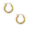 Diamond-Cut Satin Hinge Petite Hoop Earrings - 14K Yellow Gold 2mm x 0.6 inch thumb 0