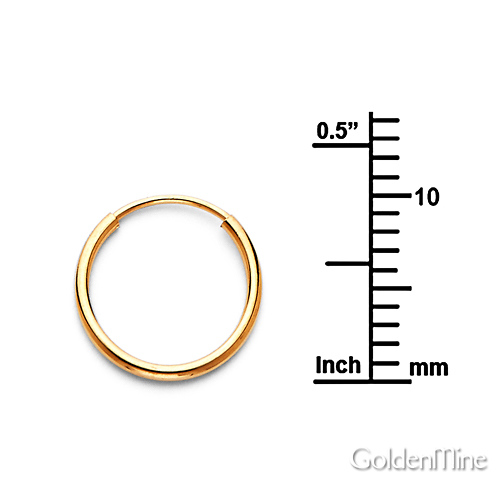 Thin Polished Endless Mini Hoop Earrings - 14K Yellow Gold 0.4 inch Slide 1