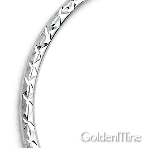 14K White Gold Diamond-Cut Hinge Medium Hoop Earrings - 2mm x 1.3 inch Slide 2