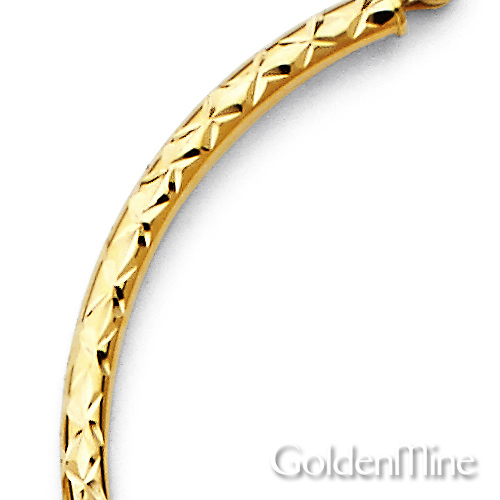 14K Yellow Gold Diamond-Cut Hinge Medium Hoop Earrings - 2mm x 1.3 inch Slide 2
