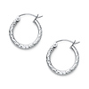 Diamond-Cut Hinge Petite Hoop Earrings - 14K White Gold 2mm x 0.6 inch thumb 0