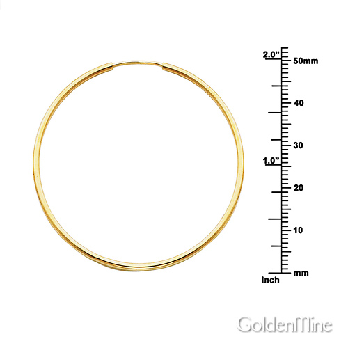 Polished Endless Large Hoop Earrings - 14K Yellow Gold 1.5mm x 2 inch Slide 1