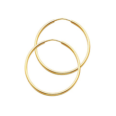 14K Yellow Gold Polished Endless Medium Hoop Earrings - 1.5mm x 1.2in
