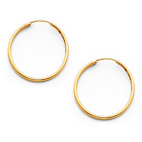 14K Yellow Gold Polished Endless Small Hoop Earrings - 1.5mm x 0.8 inch Slide 0