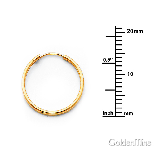 Polished Endless Petite Hoop Earrings - 14K Yellow Gold 1.5mm x 0.6 inch Slide 1