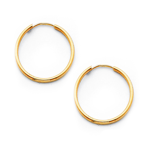 Polished Endless Petite Hoop Earrings - 14K Yellow Gold 1.5mm x 0.6 inch Slide 0