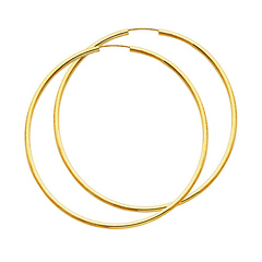 14K Yellow Gold Polished Endless Extra Large Hoop Earrings - 2mm x 2.6 inch